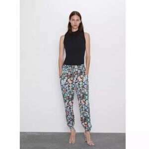Zara Parachute Floral boho Chic Comfort relaxed fit‎ Medium elastic waist pants